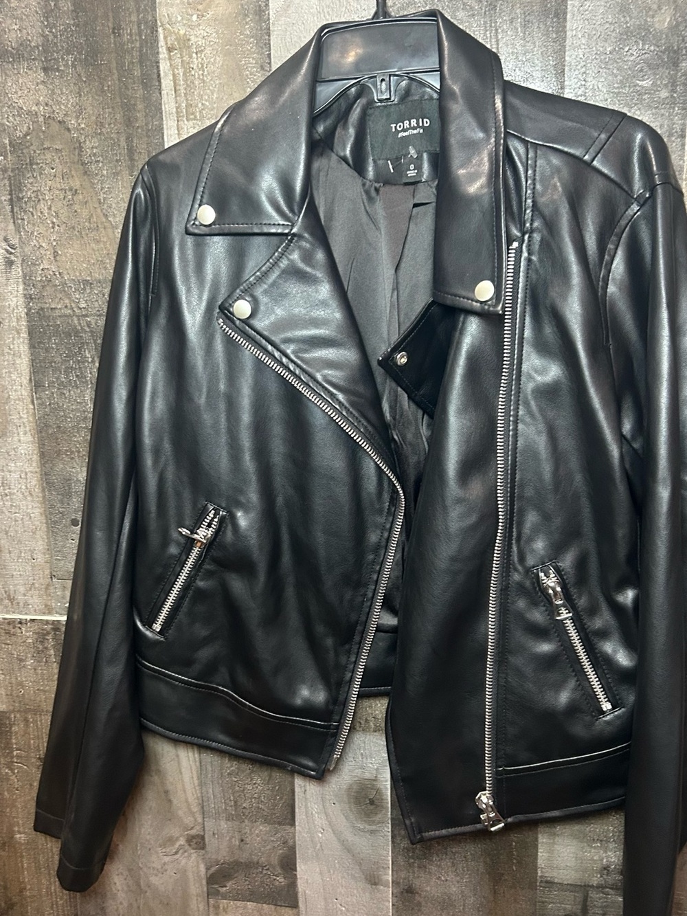 Lane Bryant Black Faux Leather Biker Jacket